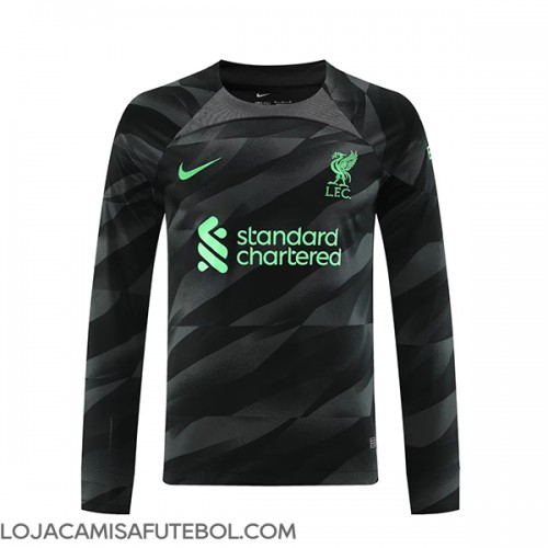 Camisa de Futebol Liverpool Goleiro Equipamento Secundário 2023-24 Manga Comprida